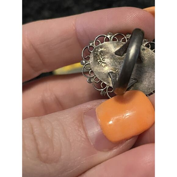 Mexico Sterling Silver Carved Green Onyx Aztec Mayan Face Ring🌵Size 6 - Picture 8 of 8